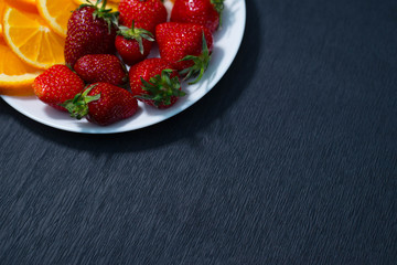 Strawberries on a white plate