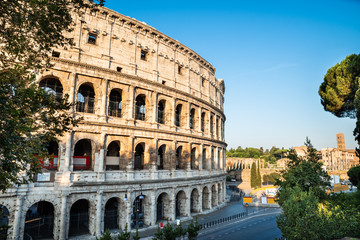 Fototapeta na wymiar Colosseum At Sunrise In Rome, Italy