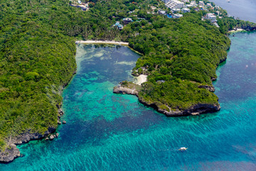   Aerial view from the drone on Boracay island, Phillipines. Summer vacation concept.