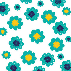 pattern colorful flowers isolated icon