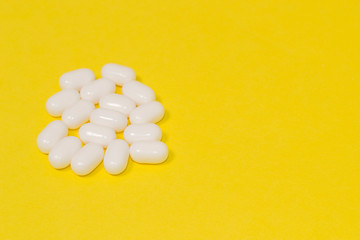 jelly beans on a yellow background