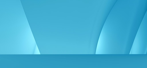 Beautiful showroom for product presentation. Blue background with light sources to demonstrate the product. 3D rendering.