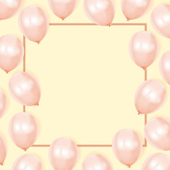 square frame with grand opening message and balloons helium. Celebration, happy birthday