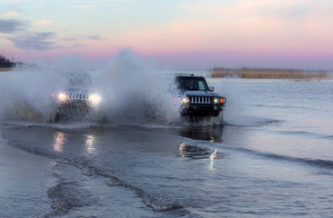 SUV in the water