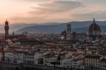 Sunset view over florence from piazza michelangelo