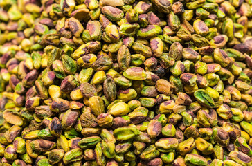 Close up of pistachio nuts at the farmers market stall