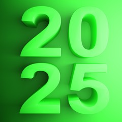 2025 green square icon - 3D rendering illustration