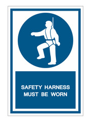 Safety Harness Must Be Worn Symbols Sign Isolate On White Background,Vector Illustration EPS.10