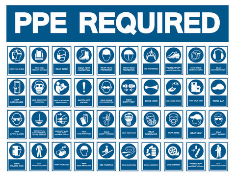 Required Personal Protective Equipment (PPE) Symbol,Safety Icon