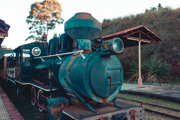 Steam locomotive in the train station