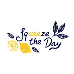 Squeeze the day inspirational card with lemons