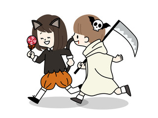 ハロウィン-仮装-男の子と女の子