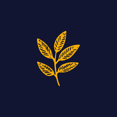 Sketch branch of leaves by hand