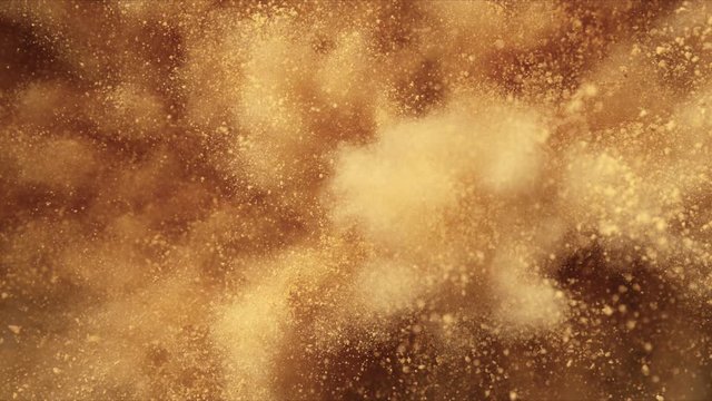Super Slowmotion Shot of Brown Powder Explosion on Black Background. Shot with High Speed Cinema Camera at 1000fps
