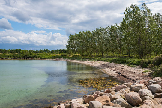 Knudshoved Marina in summer day. Hjejlevej, Nyborg, Denmark. July 2019
