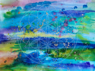Cosmic art with flower of life/star tetrahedron