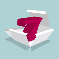 The number symbol is in the box. Isolated on blue background.