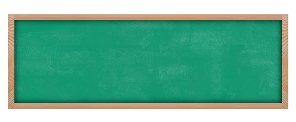 Empty green chalkboard with wooden frame isolated on white background. For copy space or text