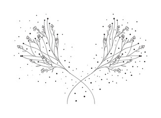 garland with flowers and leafs isolated icon