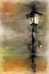 Watercolor Street Lamp