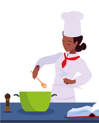 woman chef food preparation cooking