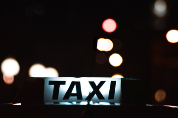 taxi light with bokeh lights