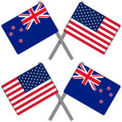 ニュージーランドとアメリカの旗