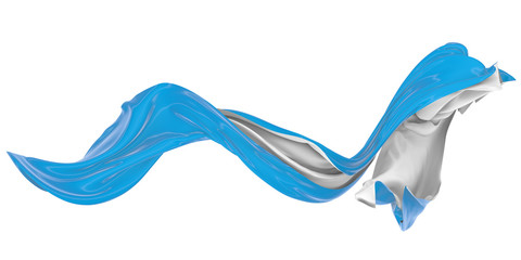 Wavy fabric on a white background. 3D rendering.