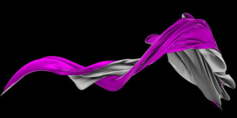 Wavy fabric on a white background. 3D rendering.