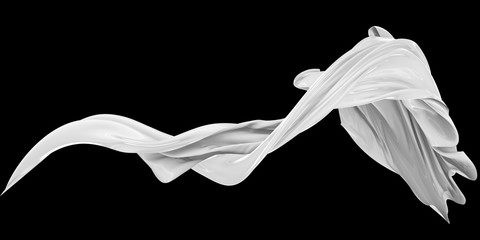 Wavy fabric on a white background. 3D rendering.