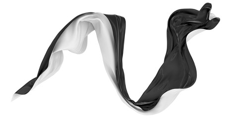 Wavy fabric on a white background. 3D rendering.