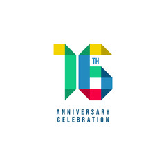 16 th Anniversary Celebration Vector Template Design Illustration