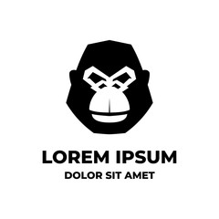 Simple black portrait gorilla ape face logo design © lineandcircle