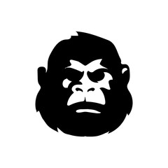 Simple black portrait gorilla ape face logo design