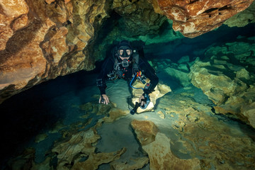 Cave Diving at Madison Blue Spring State Park, Madison County, Florida	