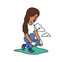 Isolated avatar woman with gloves design