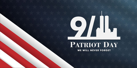 patriot day background, September 11, we will never forget, united states flag posters, modern design vector illustration