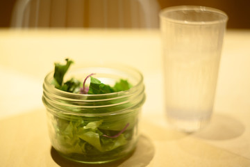 Salad and water