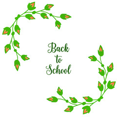Cute template for back to school with ornament of floral frame. Vector