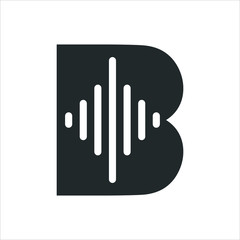 Letter B and equalizer. Music bar chart mixer. Vector logo. © gerilya