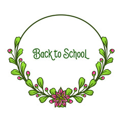Template for lettering back to school, with elegant purple wreath frame. Vector