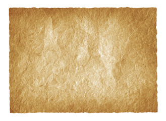 Old paper brown sheet isolated with clipping path