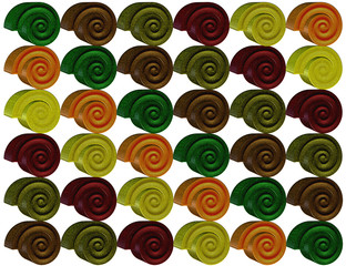 Swirl shapes with texture in autumn colors on white background