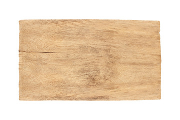 Old wood  plank  isolated on white background with clipping path