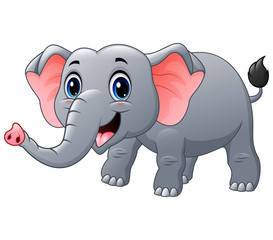 Fototapeta na wymiar Happy elephant cartoon on a white background