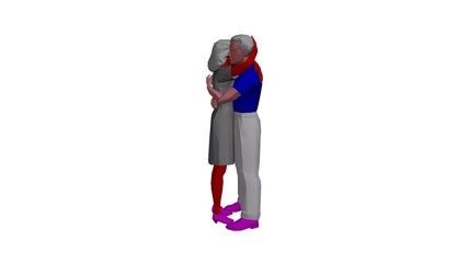 Adults Hugging 3D Model isolated over a white background.romance illustration.