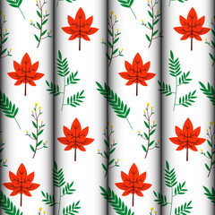 seamless pattern of leaves and grass