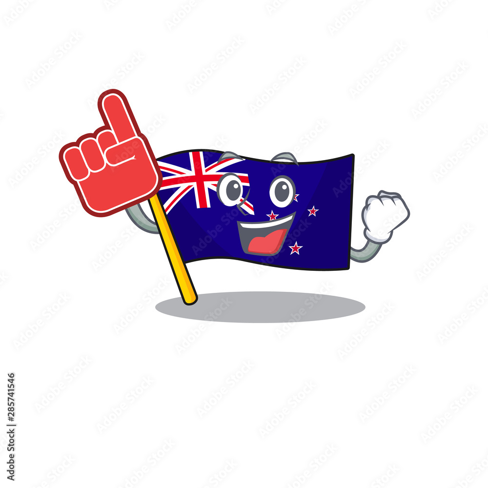 Wall mural Foam finger flag new zealand in cartoon drawer