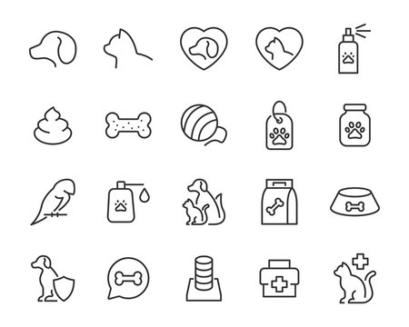 set of pet icon, dog, cat, puppy