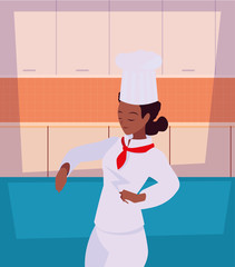 woman chef character with uniform